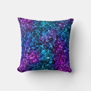 Ocean Glamour Blue and Pink Glitter Cushion