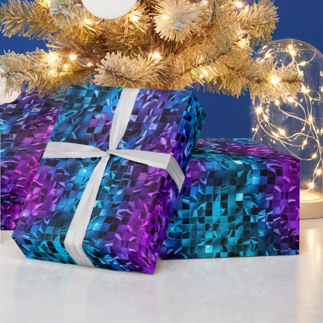 Ocean Glamour Blue and Pink Glitter Wrapping Paper (Holidays)