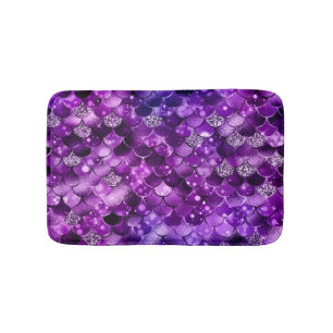 Ocean Glamour Colourful Fish Scales Pattern Bath Mat