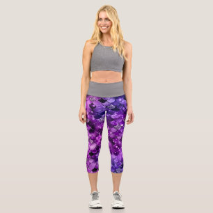 Ocean Glamour Colourful Fish Scales Pattern Capri Leggings