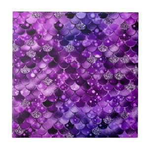 Ocean Glamour Colourful Fish Scales Pattern Ceramic Tile
