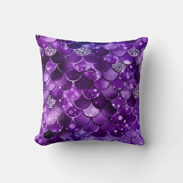 Ocean Glamour Colourful Fish Scales Pattern Cushion (Front)