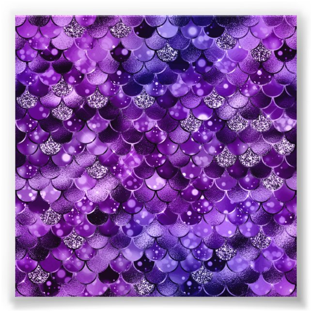 Ocean Glamour Colourful Fish Scales Pattern Photo Print (Front)