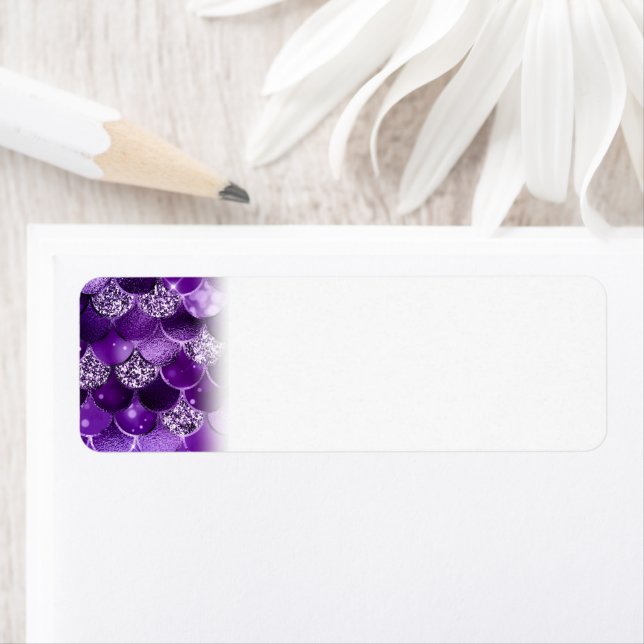 Ocean Glamour Colourful Fish Scales Pattern Return Address Label (Insitu)