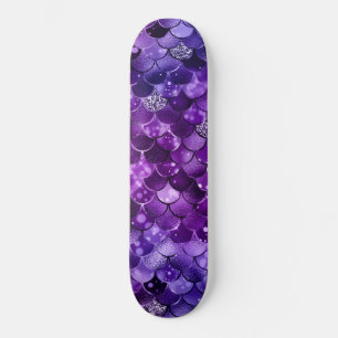 Ocean Glamour Colourful Fish Scales Pattern Skateboard