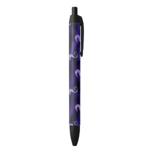 Ocean Glamour Colourful Sea Horse Pattern Black Ink Pen