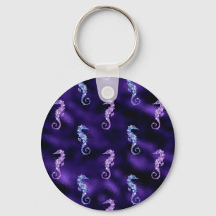 Ocean Glamour Colourful Sea Horse Pattern Key Ring