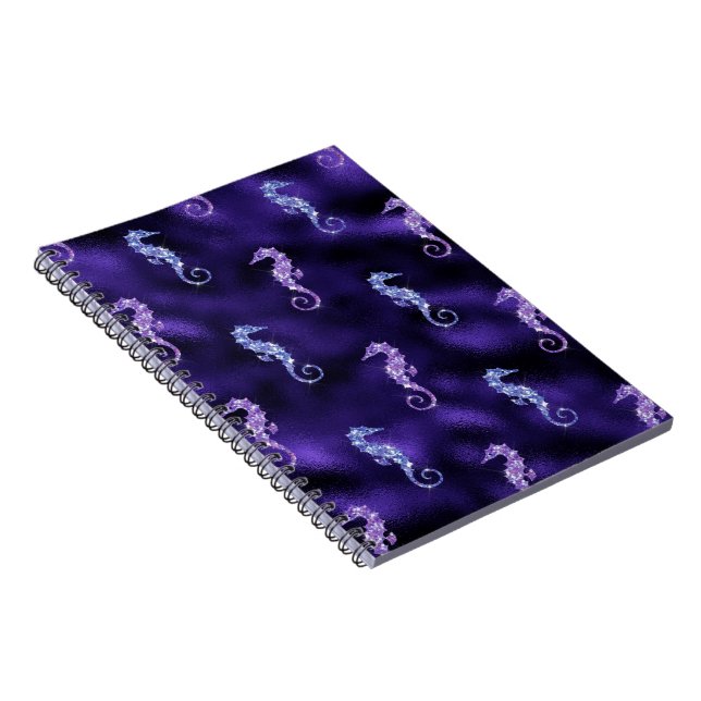 Ocean Glamour Colourful Sea Horse Pattern Notebook (Right Side)