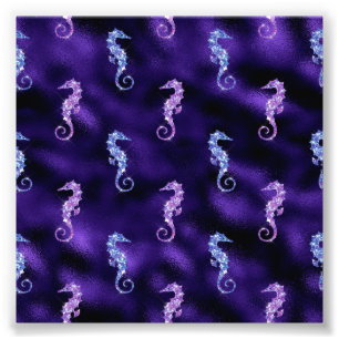 Ocean Glamour Colourful Sea Horse Pattern Photo Print