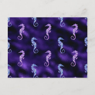 Ocean Glamour Colourful Sea Horse Pattern Postcard