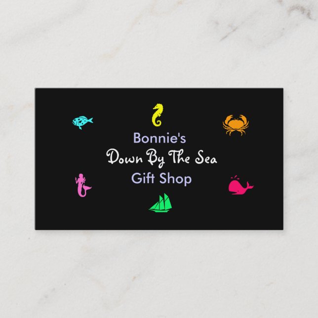 Ocean Glow_black light aquarium style multi-Icon Business Card (Front)