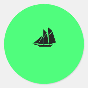 Ocean Glow_black-on-green Clipper Classic Round Sticker