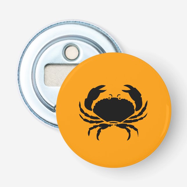 Ocean Glow_Black on Orange Crab Bottle Opener (Front)