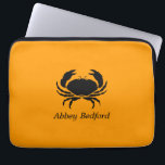 Ocean Glow_Black on Orange Crab_personalized Laptop Sleeve<br><div class="desc">Show off your crush on crusty crustaceans with our eye-catching, Ocean Glow, maritime icons, fully-customisable Black on Orange Crab Crab super stylish, travel-friendly, 100% neoprene laptop sleeve. To personalise it, just add your name in the available template field, and you're done. If you're feeling creative, you can also change the...</div>