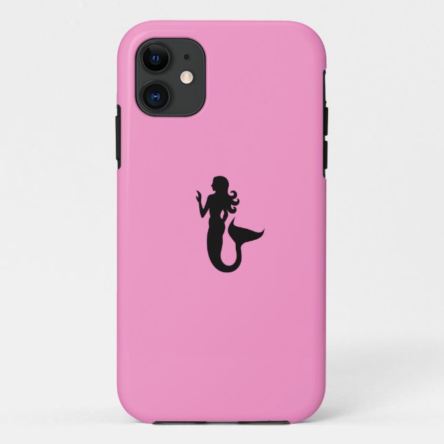 Ocean Glow_Black-on-Pink Mermaid Case-Mate iPhone Case (Back)