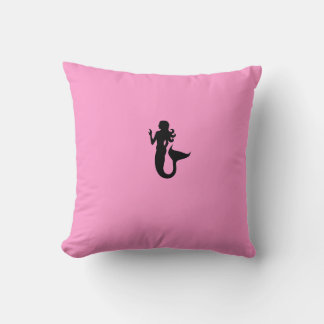 Ocean Glow_Black-on-Pink Mermaid Cushion