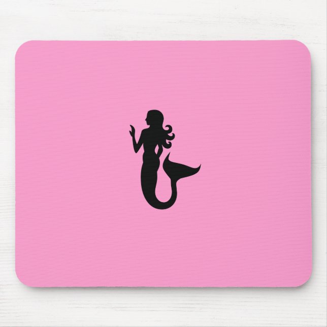 Ocean Glow_Black-on-Pink Mermaid Mouse Pad (Front)
