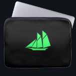 Ocean Glow_Green-on-Black  Clipper Ship Laptop Sleeve<br><div class="desc">If you're feeling creative,  you can change the size,  position,  colour,  and even the number of Clipper ships,  along with the background colour. Just click "Customise it, " and away you go!</div>