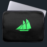Ocean Glow_Green-on-Black  Clipper Ship Laptop Sleeve<br><div class="desc">If you're feeling creative,  you can change the size,  position,  colour,  and even the number of Clipper ships,  along with the background colour. Just click "Customise it, " and away you go!</div>