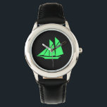 Ocean Glow_Green-on-Black Clipper Ship Watch<br><div class="desc">Show them who's the big skipper with our Ocean Glow,  maritime icons,  green-on-black Clipper ship wrist watch.  If you're feeling creative,  you can change the size,  position,  colour,  and even the number of Clipper ships,  along with the background colour. Just click "Customise it, " and away you go!</div>