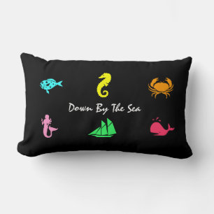 Ocean Glow_nautical themed_aquarium style Lumbar Cushion