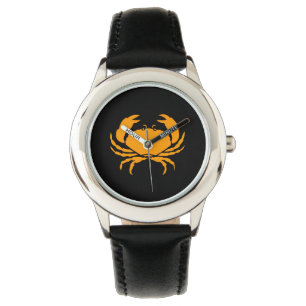 Ocean Glow_Orange-on-Black Crab Watch