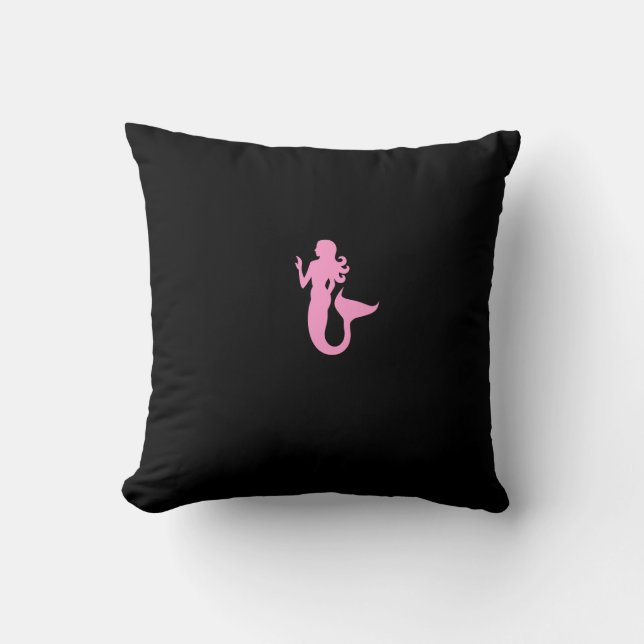 Ocean Glow_Pink-on-Black, Black-on-Pink Mermaid Cushion (Front)