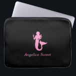 Ocean Glow_Pink-on-Black Mermaid_personalized Laptop Sleeve<br><div class="desc">Show off your love for the ocean and all its undersea majesty with our Ocean Glow, maritime icons, pink-on-black Mermaid super stylish, travel-friendly, 100% neoprene laptop sleeve. To personalise it, you add your name in the available template field, and you're done. If you're feeling creative, you can also change the...</div>