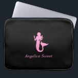 Ocean Glow_Pink-on-Black Mermaid_personalized Laptop Sleeve<br><div class="desc">Show off your love for the ocean and all its undersea majesty with our Ocean Glow, maritime icons, pink-on-black Mermaid super stylish, travel-friendly, 100% neoprene laptop sleeve. To personalise it, you add your name in the available template field, and you're done. If you're feeling creative, you can also change the...</div>