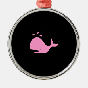 Ocean Glow_Pink-on-Black Whale necklace Metal Ornament