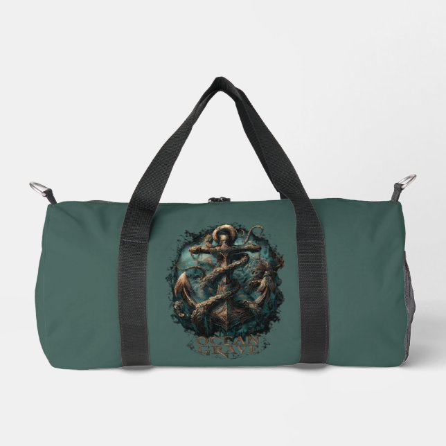 Ocean Grave Kraken Anchor Dark Fantasy Duffel Bag (Front)
