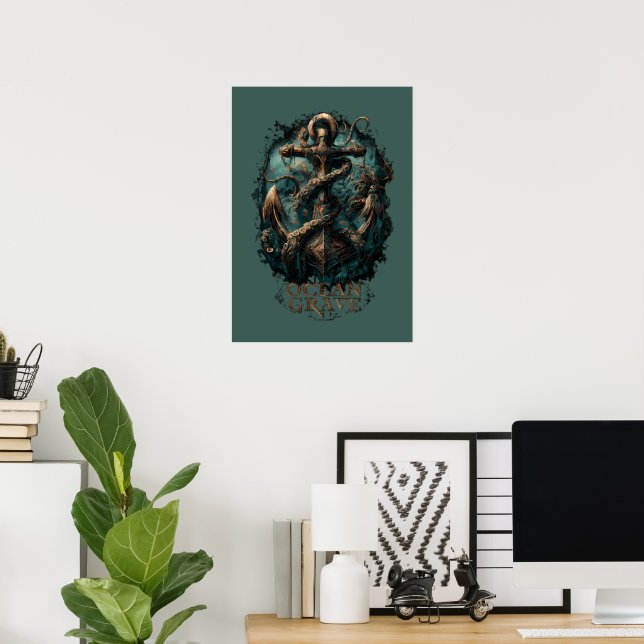 Ocean Grave Kraken Anchor Dark Fantasy  Poster (Home Office)