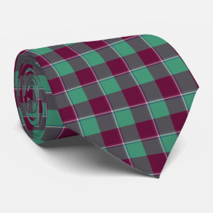 Ocean Green and Mulberry Wood Plaid Neck Tie