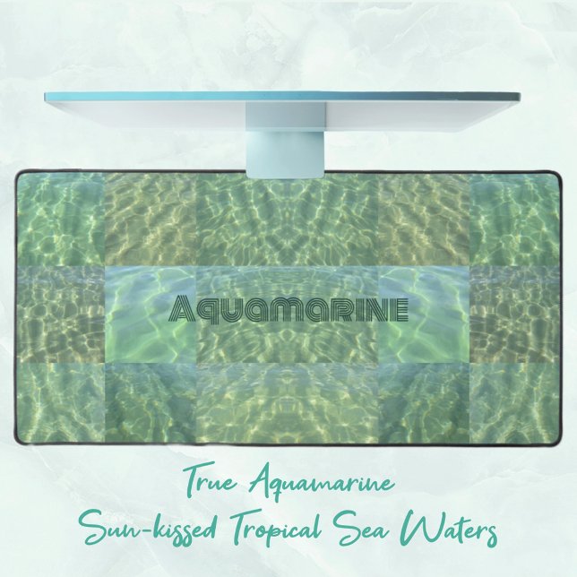 Ocean Green Blue Aquamarine Boho Chic Patchwork Desk Mat (Creator Uploaded)