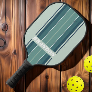 Ocean Green Nostalgic Board Stripes with Name Pickleball Paddle