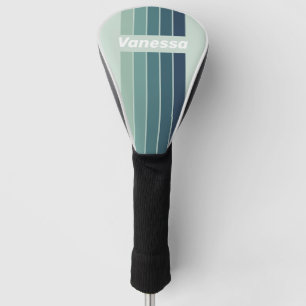 Ocean Green Nostalgic Pin Striped with Name Golf Head Cover