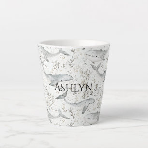 Ocean Grey Whales Baby Shower Latte Mug