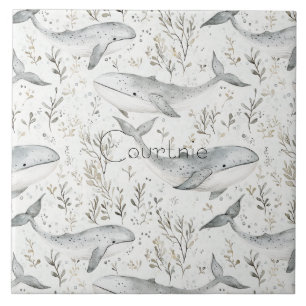 Ocean Grey Whales Ceramic Tile