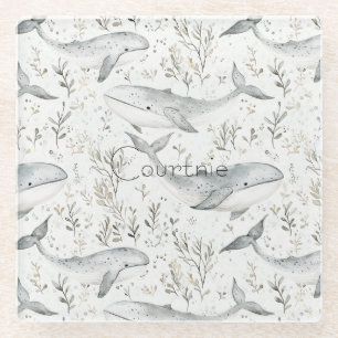 Ocean Grey Whales Glass Coaster
