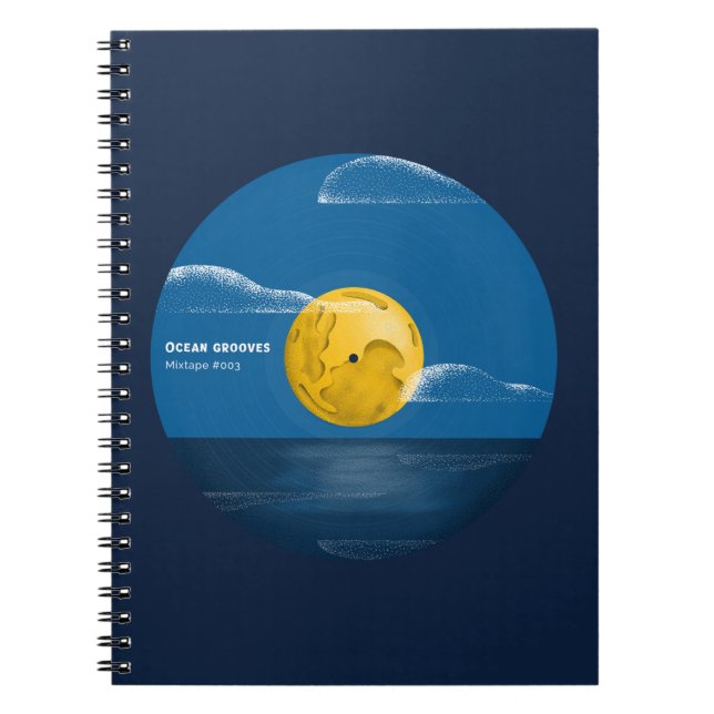 Ocean Grooves Vinyl Ocean Night Art Notebook (Front)