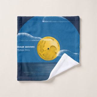 Ocean Grooves Vinyl Ocean Night Art Wash Cloth