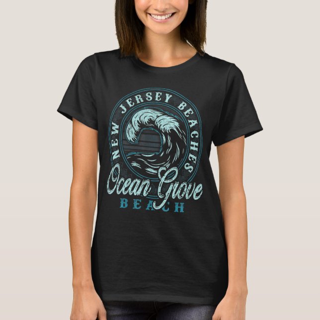 Ocean Grove Beach Retro Wave Circle T-Shirt (Front)