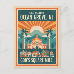 Ocean Grove, New Jersey Retro Greetings Postcard