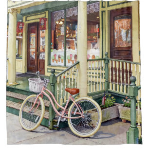 Ocean Grove NJ– Bicycle in Front of Ice Cream Shop Shower Curtain