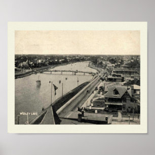 Ocean Grove NJ, Panorama, Vintage Style  Poster