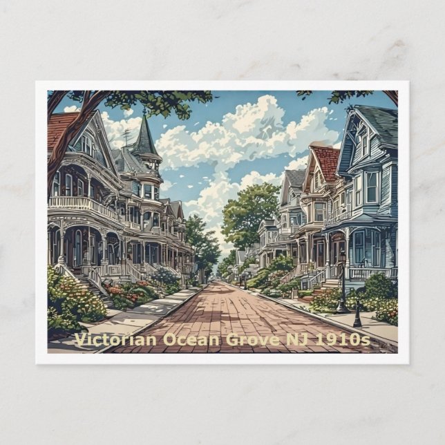 Ocean Grove NJ, Victorian Homes, 1910s View Postcard (Front)