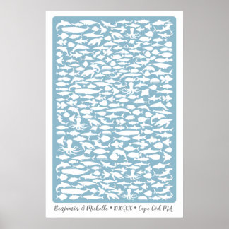 Ocean Guest Book Poster - 250 Spaces