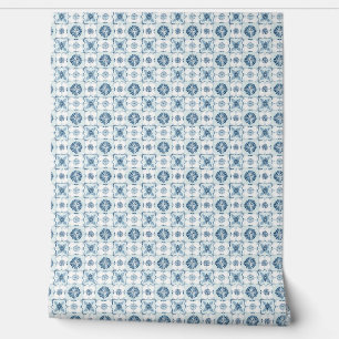 Ocean Harmony Tiles Mini Soft Teal, White Coastal Wallpaper