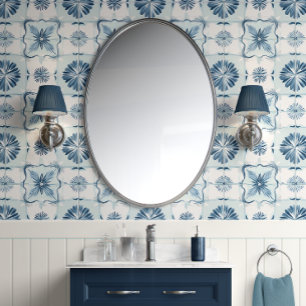 Ocean Harmony Tiles - Soft Teal, White - Coastal Wallpaper