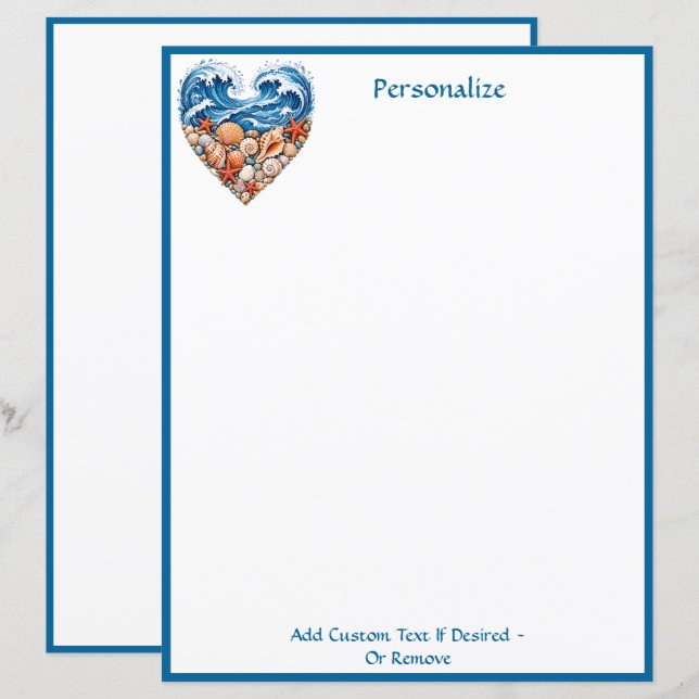 Ocean Heart Waves Seashells – Coastal Personalise (Front/Back)